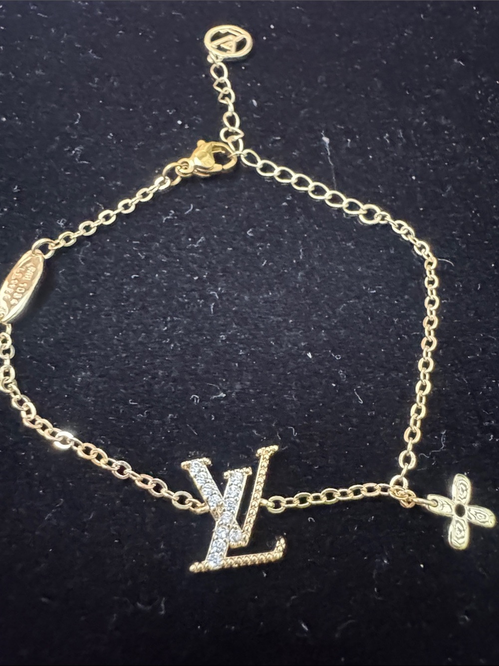 Bracelet Gold Tone Crystal  Logo Bracelet